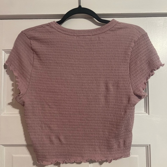 #153 ALTAR'D STATE MAUVE LAVENDER SMOCKED CROP TOP LARGE - Picture 2 of 4